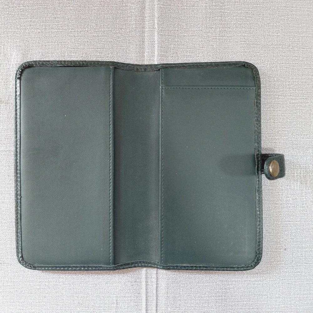 Vtg Tan Sac Vegan Pebbled Leather Address & Notebook Holder Green Organizer